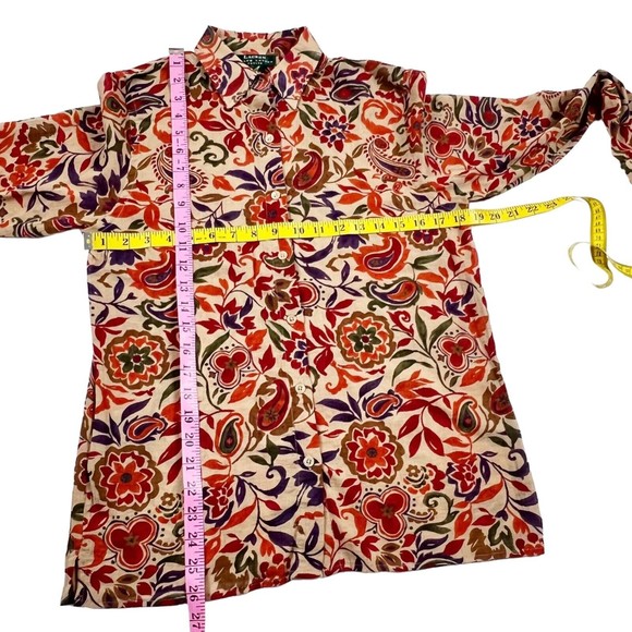 Lauren Ralph Lauren Floral Multicolored Lightweight Cotton Warm Tones Fits PS - Picture 9 of 11